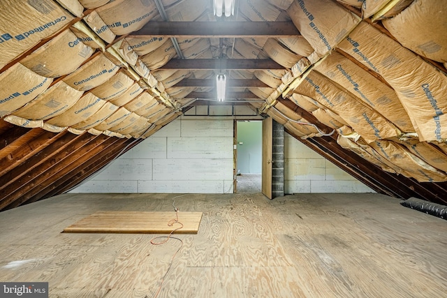 view of unfinished attic