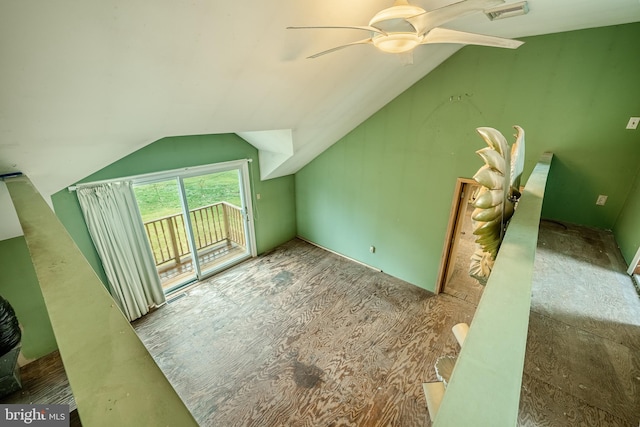 additional living space with lofted ceiling and ceiling fan