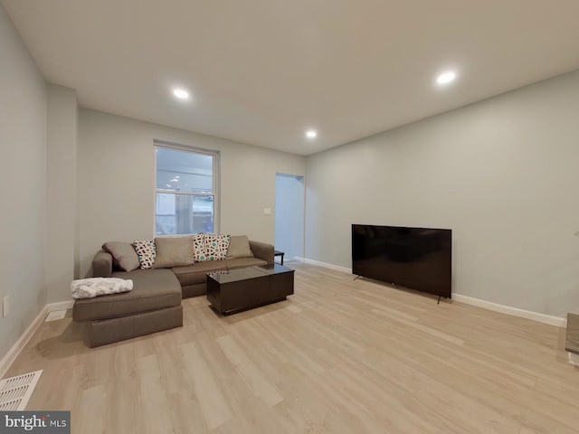 living room featuring light hardwood / wood-style floors