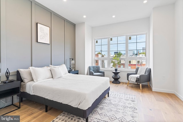 bedroom featuring light hardwood / wood-style floors