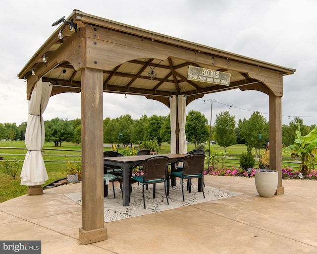 view of patio / terrace with a gazebo