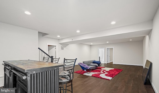 interior space featuring dark hardwood / wood-style floors