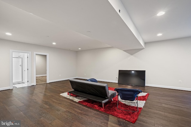 living room featuring dark hardwood / wood-style flooring