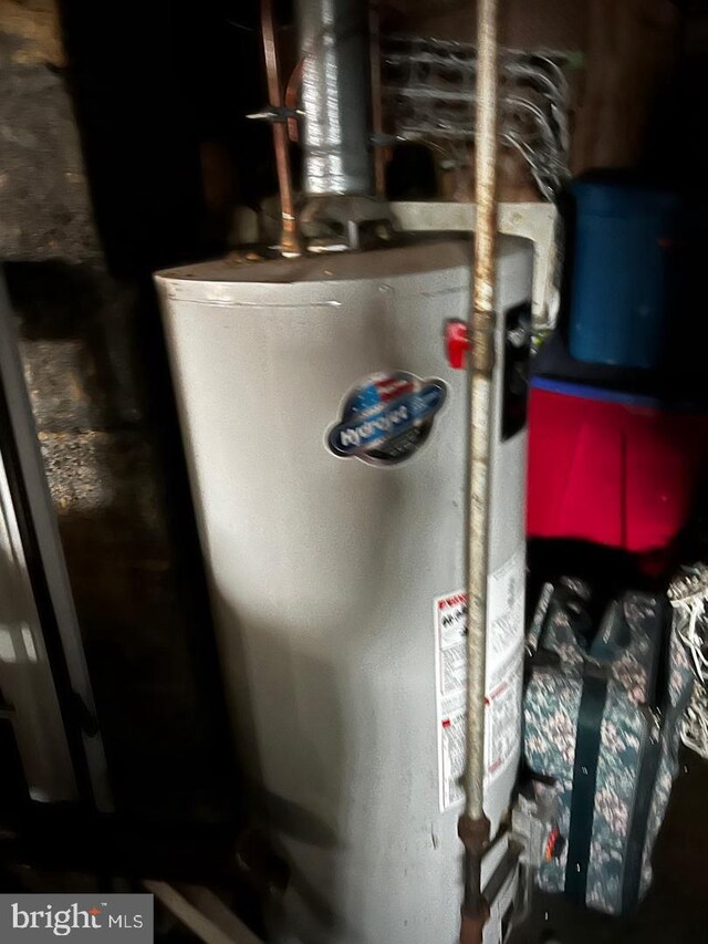 utility room with gas water heater