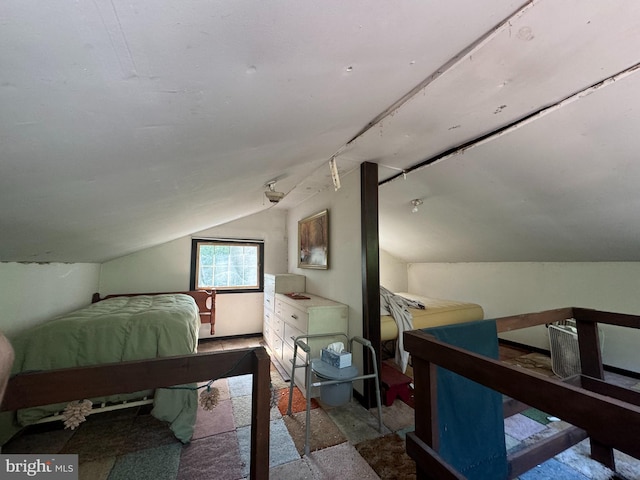 bedroom with vaulted ceiling