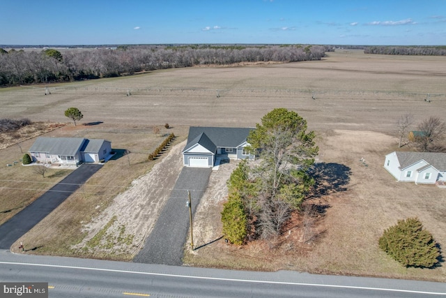 aerial view featuring a rural view