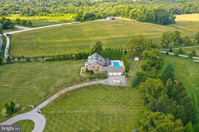 drone / aerial view featuring a rural view