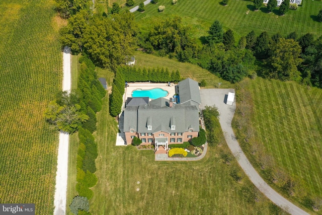 aerial view featuring a rural view