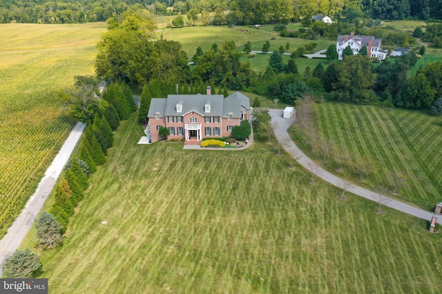 bird's eye view featuring a rural view