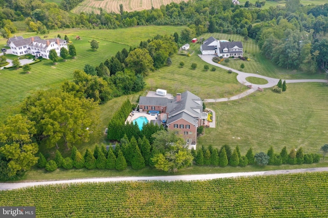 drone / aerial view with a rural view