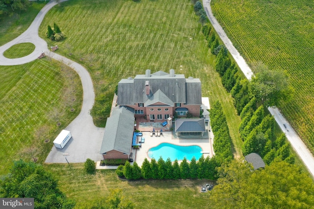 aerial view with a rural view