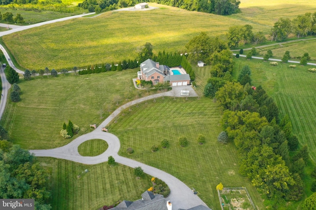 aerial view featuring a rural view