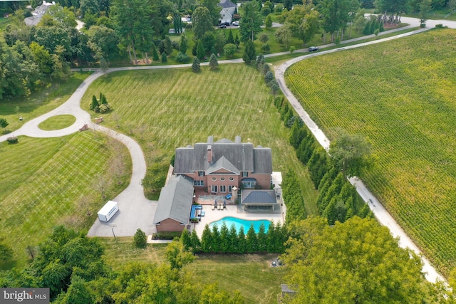 drone / aerial view with a rural view