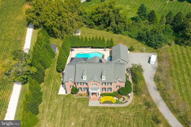 bird's eye view with a rural view