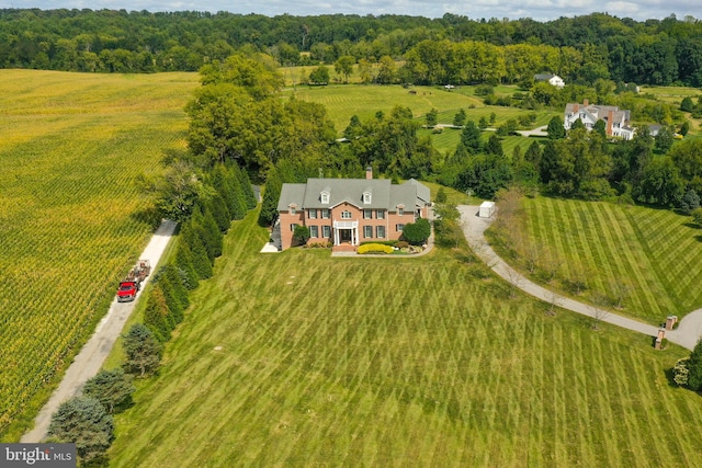 aerial view with a rural view