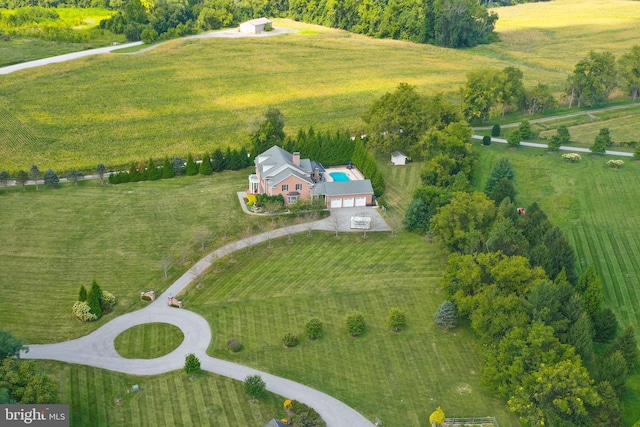 aerial view with a rural view