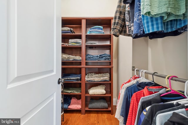 walk in closet featuring light wood-type flooring