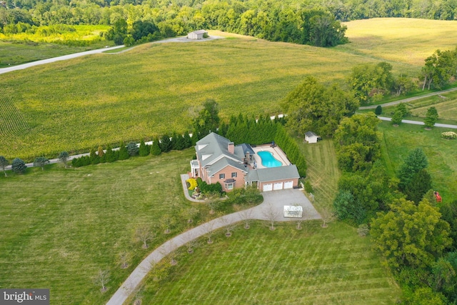 drone / aerial view featuring a rural view