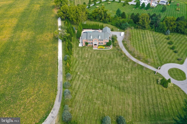 aerial view featuring a rural view