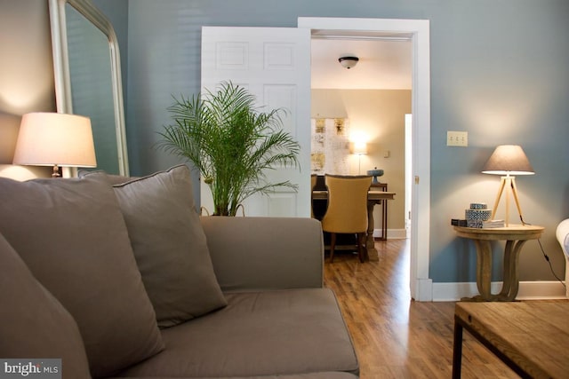 living room with light hardwood / wood-style floors