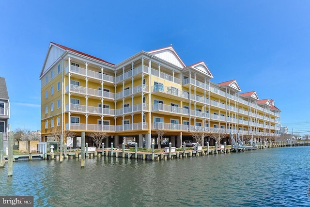 view of property with a water view