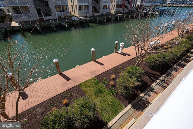 dock area featuring a water view