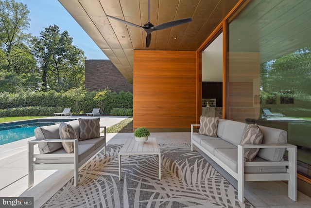 view of patio / terrace featuring an outdoor hangout area and ceiling fan