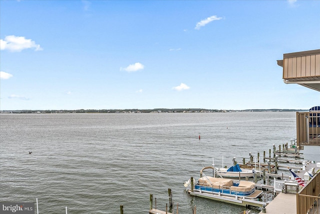 view of dock featuring a water view