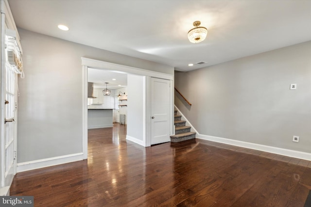 interior space featuring dark hardwood / wood-style flooring