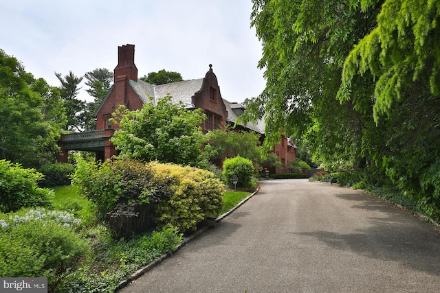 exterior space featuring a chimney