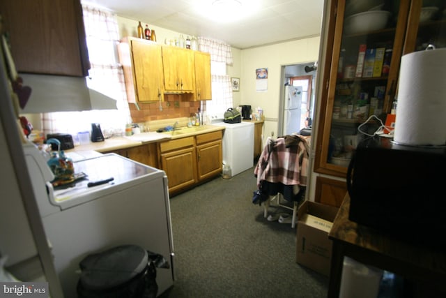 361 Ridgley, Orbisonia, PA 17243 - kitchen featuring a sink, a healthy amount of sunlight, washer / dryer, and freestanding refrigerator