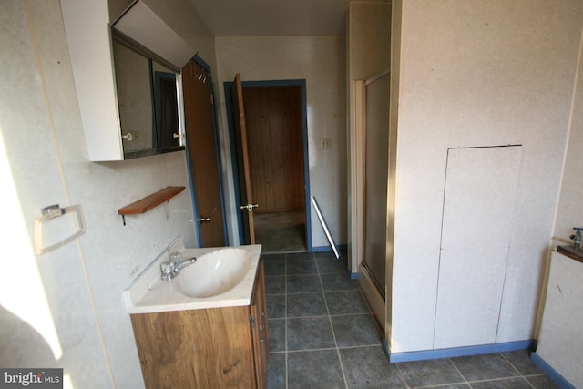 361 Ridgley, Orbisonia, PA 17243 - full bathroom with a stall shower, tile patterned floors, and vanity