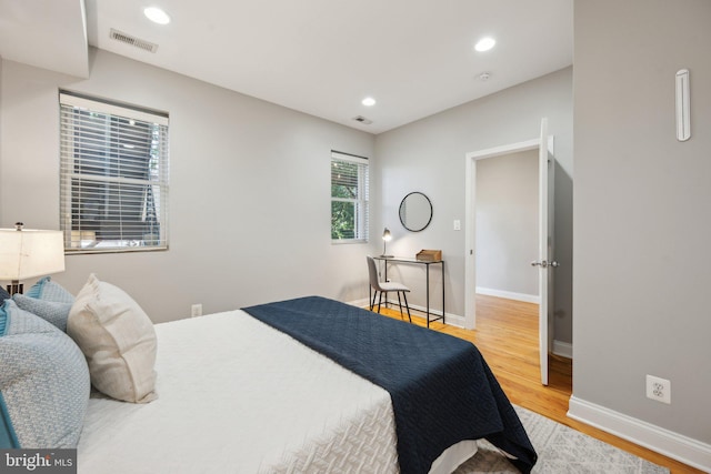 bedroom featuring light hardwood / wood-style flooring