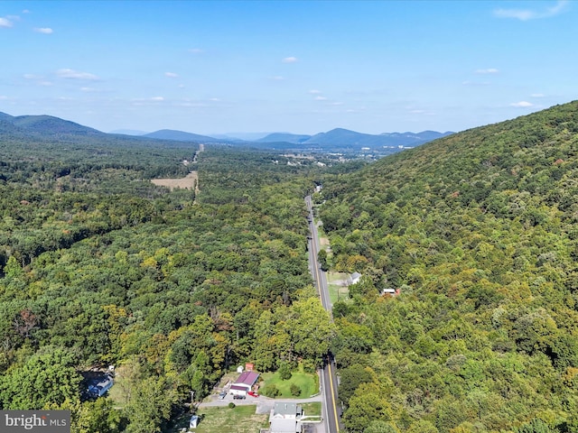 drone / aerial view with a mountain view