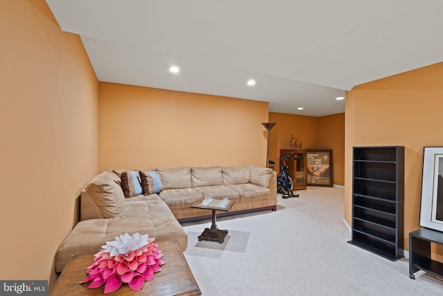 living room with carpet floors