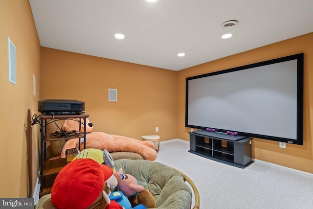 view of carpeted cinema room