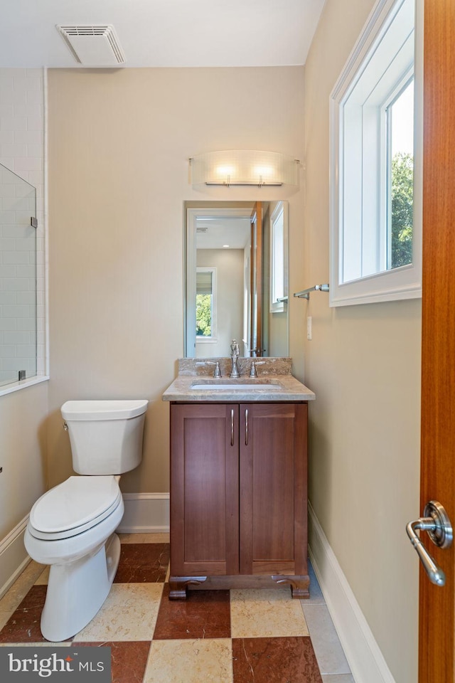 bathroom with toilet and vanity