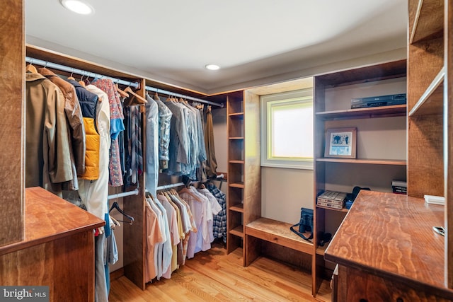 walk in closet featuring hardwood / wood-style flooring