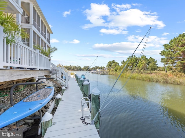 view of dock featuring a water view