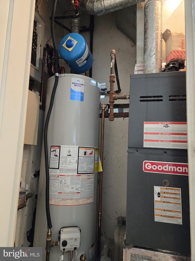 utility room with gas water heater