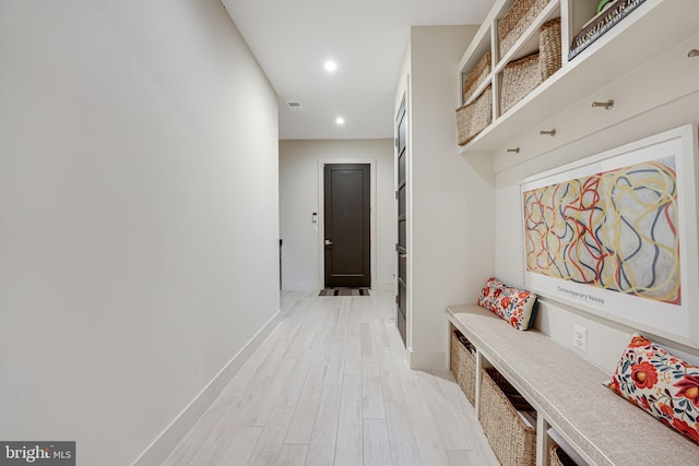 mudroom featuring light hardwood / wood-style flooring