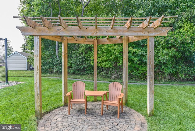 view of patio / terrace featuring a pergola