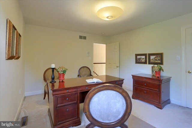 view of carpeted home office