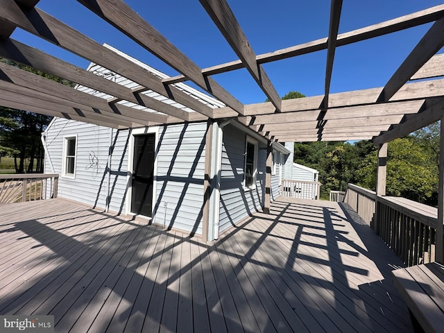 wooden terrace featuring a pergola