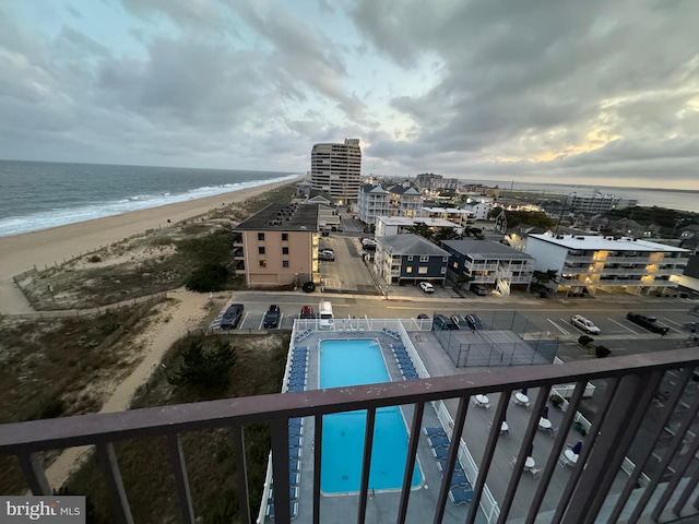 property view of water with a beach view