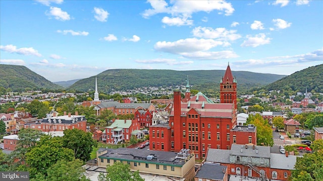 drone / aerial view with a mountain view