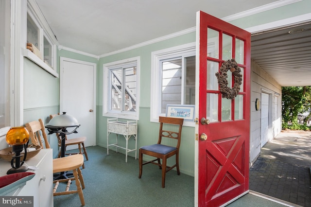 interior space with ornamental molding