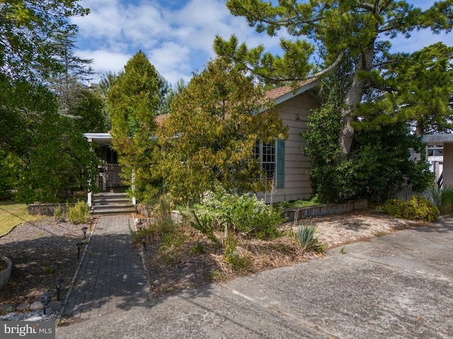 view of property hidden behind natural elements