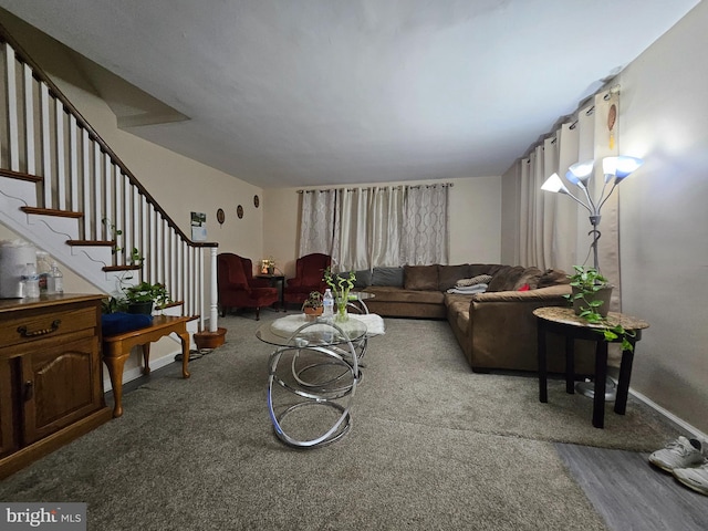 living room featuring carpet