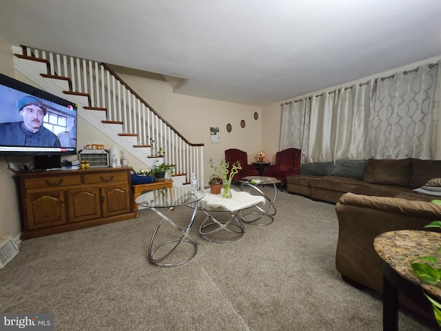 living room with carpet floors